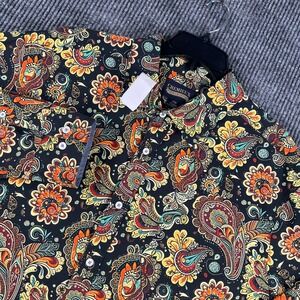 Cremieux Shirt Mens 2XB Big Black Paisley Long Sleeve Button Up Casual New